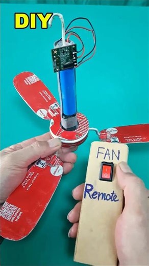 Homemade ceiling fan with cardboard remote control #DIY #Cardboard #CeilingFan