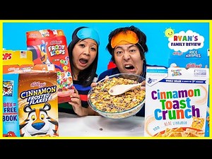 Cereal Challenge!!! Blindfold Tasting Mom vs Daddy!!! - Videos For Kids