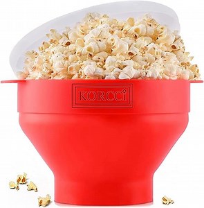 The Original Korcci Silicone Popcorn Maker - Microwave Popcorn Popper - Collapsible Bowl, Heat-Resistant, Easy to Clean, Ideal for Family Movie Nights - Red