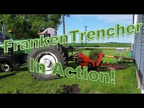 Home Made PTO 3PT Trencher for Farm Tractor In Action Oliver 1855 Turbo Diesel
