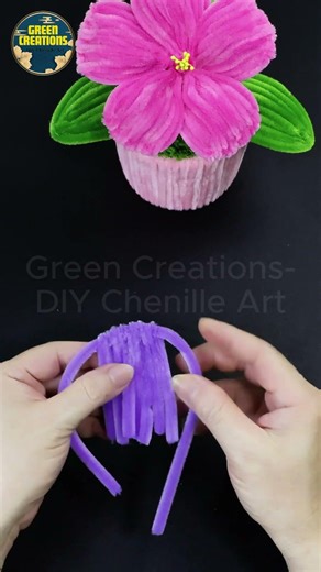 🌺💖Chenille Art: Elegant Mini Hibiscus Flower Pot DIY