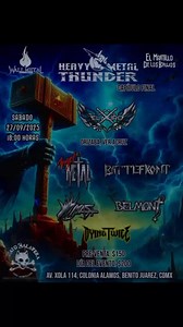 #HeavyMetalThunder🤘🔥 En su capítulo final este sábado 27 de septiembre en el gato calavera Preventa $150- Día del evento $200 Con grandes #bandasdelheavymet #ElmuroEpicHeavy #AngeldeMetal #BattlefrontMX #BelmontMx #MetalArmónicoSimple #DyingTwice #elcraneogdl #elcraneoradiotv | EL CRANEO RADIO TV