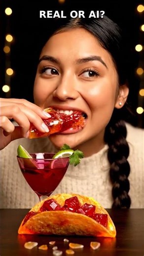 Eating Crystal Birria Taco 🔮✨ ASMR Real or AI? #Shorts