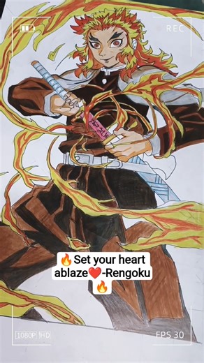 Set your Heart Ablaze❤️ | Rengoku Drawing | Demon Slayer art series#shortvideo#shorts#rengokuedit