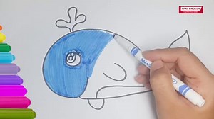 How To Draw Cute Blue Whale | Coloring and Drawing For Kids | Draw and Sing #4