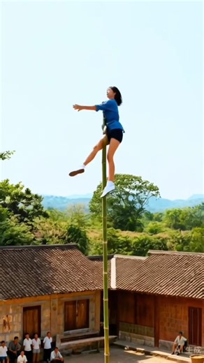 One Slip = Game Over 😱 | Bamboo Pole Balance Stunt