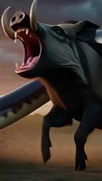 Wild boar attacking a python