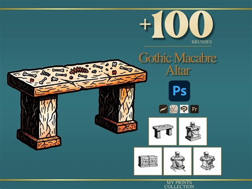 Altar Gothic Macabre Photoshop Brushes & Procreate Stamps – 100  Halloween Horror Dark, Digital Art, Clipart - Etsy UK