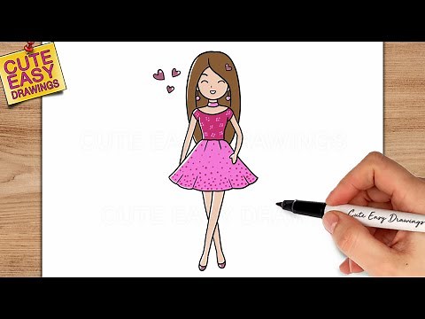 How to Draw a Barbie Doll | How to Draw a Cute Girl Step by Step Easy Drawings
