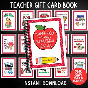 Teacher Gift Card Book, Printable Teacher Appreciation Gift, Teacher End of Year Gift, Teacher Thank You, Personalized Teacher Gift - Etsy