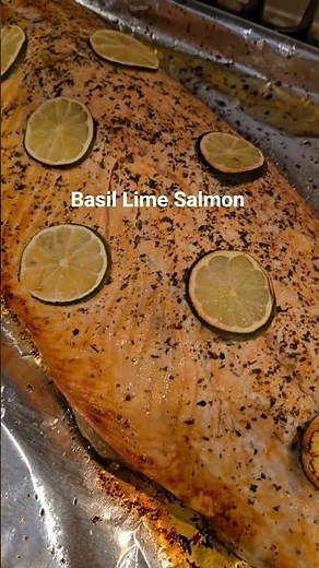 This Basil Lime Salmon recipe is a new one and tastes delicious! #flippinghousesandpancakes #salmon
