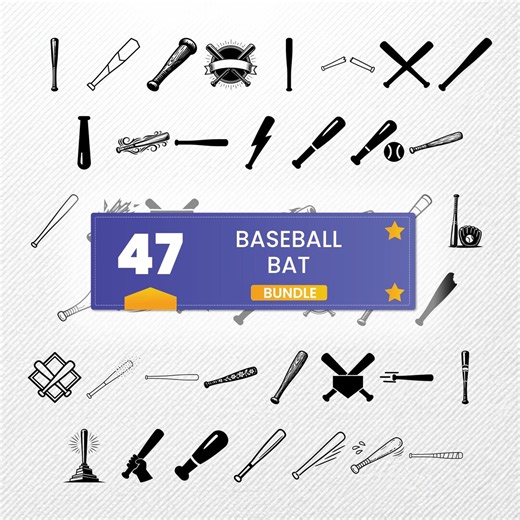 Baseball Bat SVG Bundle, 47 Softball Gear Silhouette Designs, Sports Clipart for Cricut, Athletic Bat PNG, Home Run Vector, Wood Bat Svg - Etsy