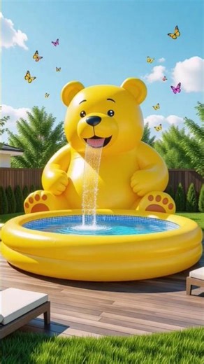 Giant Inflatable Bear Pool 🐻💦 | Summer Backyard Fun!