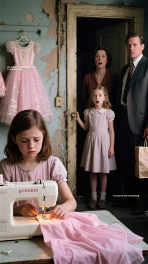 He came to collect rent and instead found a child bleeding at a sewing machine because someone decided she could replace an adult. Rain followed him inside, dripping from his coat as he climbed past peeling paint and flickering lights. This stop was supposed to be quick—numbers on a ledger, a firm reminder, dinner afterward. He knocked once, already irritated. The door opened a crack. A single bulb buzzed over a table jammed against the wall. A small girl sat hunched there, pumping an ancient se