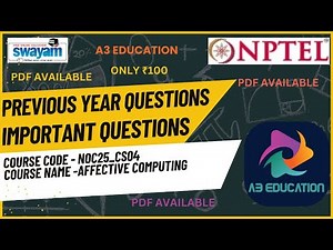 NPTEL AFFECTIVE COMPUTING PREVIOUS YEAR QUESTIONS AND IMPORTANT QUESTIONS | 12 WEEK COURSE | 2025