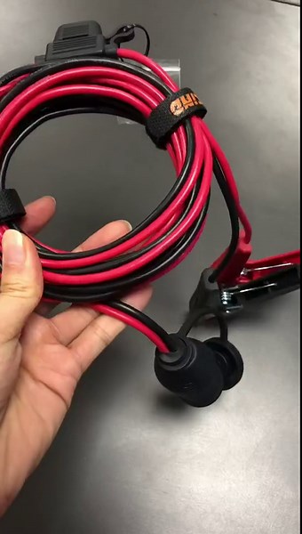 Battery Alligator Clips Clamp Clip-on to Female Cigarette Lighter Socket Outlet Boost Cable Heavy-Duty 30A Fuse 12V/24V 12AWG Cord 10Ft