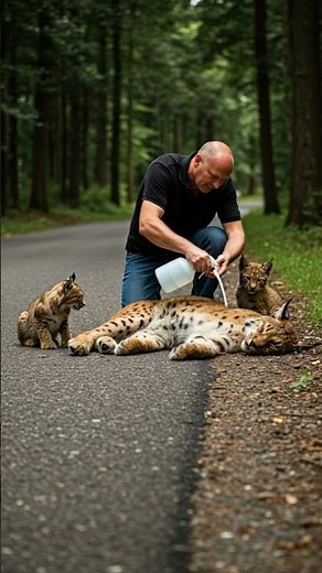 The Kind Man Saved The Life Of The Lynx Mother In Danger. #lynx #lynxcat #animals #rescue #wildlife