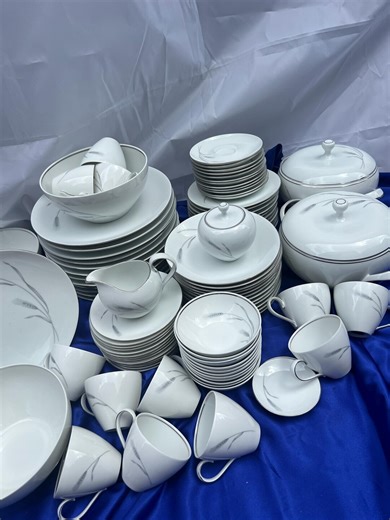 A 95 Pcs Vintage Johann Haviland Silver Wheat Pattern Made in Bavaria Germany China Set - Etsy