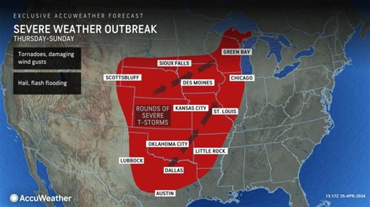 Dangerous, multiday severe weather outbreak looms for a dozen states in central US