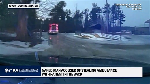 A man in Wisconsin stole an ambulance with a patient inside and led police on a 40-minute chase. Police eventually caught the man, and the patient was OK. | CBS Evening News