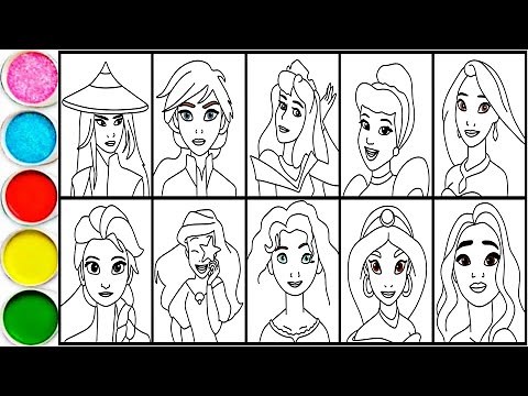 How to draw Princesses Disney - Raya, Anna, Aurora, Cinderella, Pocahontas, Elsa, Ariel and others
