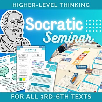 Socratic Seminar 3rd, 4th, 5th, 6th grade Worksheets & Slides for ANY TEXT