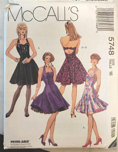Mccalls 5748 Sewing Pattern – Halter Cocktail Dress 90s Size 16 UNCUT - Etsy