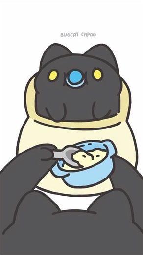 Feeding baby black bugcat 餵食黑貓蟲寶寶🍼 #カプー #capoo #咖波 #黑貓蟲兄弟 | Bugcat Capoo