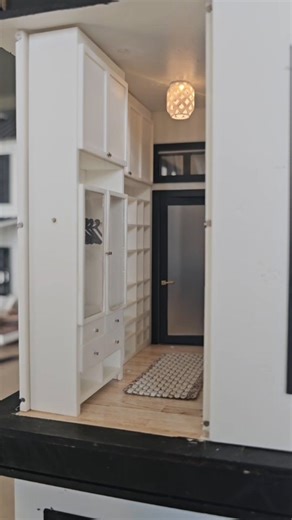 3.7K views · 3K reactions | Part 14 of my 1/24 scale modern dollhouse build! The layout of the second floor is a lil diff in this version, I added a tiny walk in closet! I wish I had done this in the 1/12  | Simply Living Mini Designs | Facebook