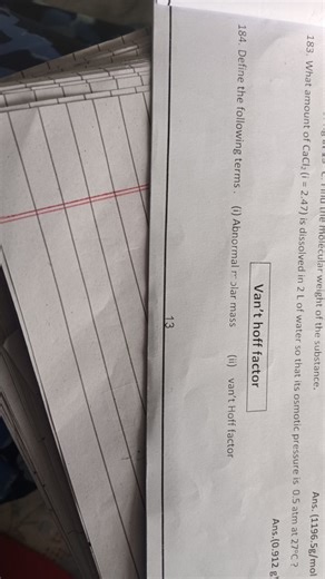 Define the following terms. (i) Abnormal molar mass (ii) van't ... | Filo