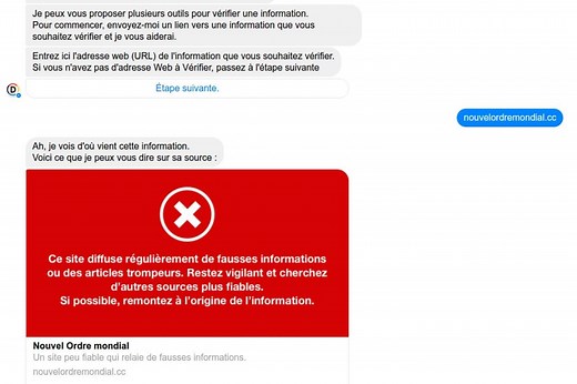Le « bot » Facebook du Décodex, l’assistant qui vous aide à vérifier l’info en ligne