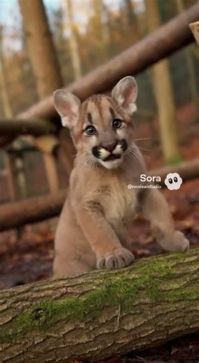 Puma Cub Tree Climber in the Forest 🌲🐆