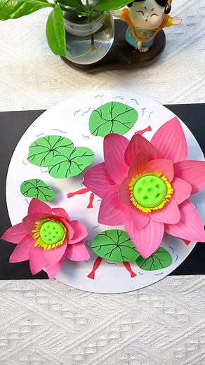 2.6K views · 37 reactions | Summer lotus is so beautiful, use cardboard to make a three-dimensional lotus sticker! #parentchildhandmade #handmade stickers #kids colored paper handmade #kindergarten #flower #handmade #stickers #art #design #creative paper craft ideas | paper craft ideas | Facebook