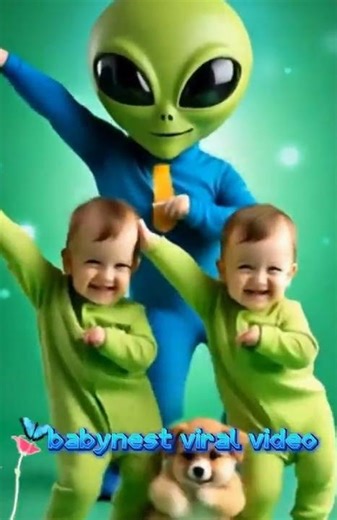 Adorable twin babies & Alien Dance Craze! 👽😂 #shorts