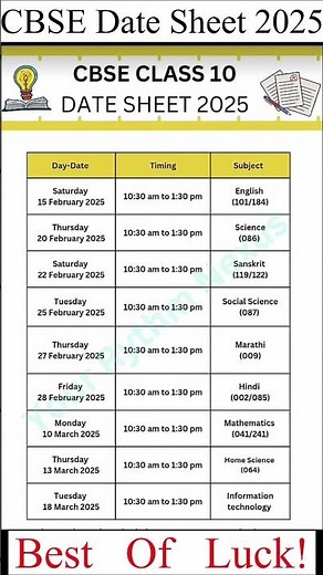 CBSE 10th Class Date Sheet 2025|CBSE Boards Exam Time Table 2025|CBSE Date Sheet 2025