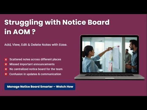 How to Manage Notice Board in AOM | Add, View, Edit & Delete Notes