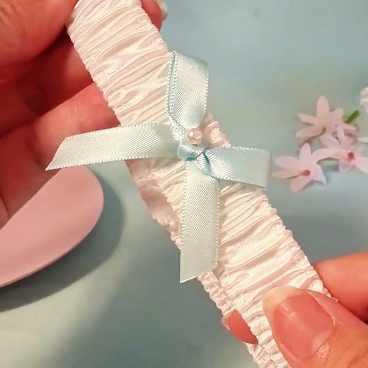 Fashion Bridal Garter Elastic Design Simple Blue Ribbon Bow Thigh Garter for Women