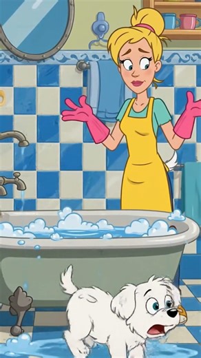 puppy hates bath 🤣😀#shortsfeed #shorts #entertainment #humor #funny #animation