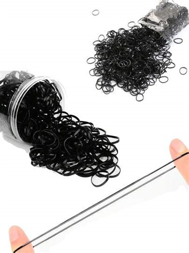 1000pcs/Pack Women's Colorful Hair Ties, Transparent/Black Mini Elastic Hair Bands, Disposable Small Rubber Bands, Minimalist Solid Color Hair Accessories, For Daily Use, Ponytail, Wedding Hairstyle Ponytail Holders, Hair Ties Scrunchies | SHEIN