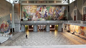 34K views · 639 reactions | Oslo City Hall is open for visitors on most days. The building has been decorated by great Norwegian art from 1900-1950, with motifs from Norwegian history, culture and working life. The Nobel Peace Prize is awarded here too. A good place to stop by and see, for free, this Saturday or Sunday ✌️ | Visit Oslo | Facebook