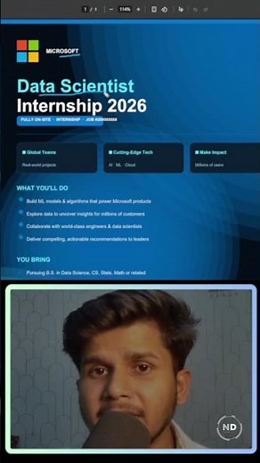 Data Science INTERN 2026 #microsoft #job #datascience