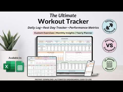 Annual Workout Tracker Tutorial - Fitness Planner - Exercise Tracker Template - Weight Loss Tracker