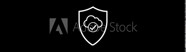 Cloud security animation with shield, checkmark, and data icons representing digital protection and online privacy. Animated cloud security shield icon representing data protection and online safety