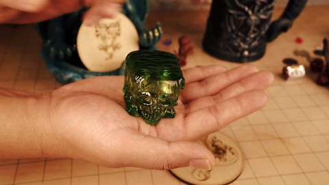 Skull Gelatinous Cube Dice Jail - Translucent Resin Dice Holder and Cage - Perfect DND Accessories and Gifts for Tabletop RPG Gamers