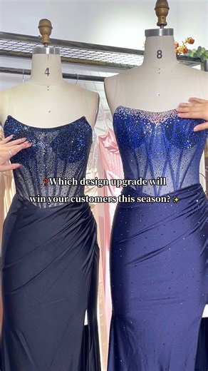 mylovelene on Instagram: "Double the Glamour, Double the Style! ✨ Introducing our latest midnight blue masterpieces: Style 33019 & 33346. 👑 Whether your customers love the structured linear beading of 33019 or the celestial shimmer of 33346, these gowns are designed to sculpt and shine. ✨ The Vibe: Royal blue elegance with a modern corset twist. ✨ The Cut: High-slit draped skirts paired with sheer boned bodices for that perfect "snatched" silhouette. ✨ Occasion: A top-tier choice for Prom 2025 
