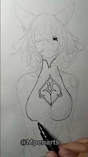 “Dark Anime Girl with Fox Ears 🖤✨ (Sketch to Life)” #shortvideo #foxgirl #animeanimefox