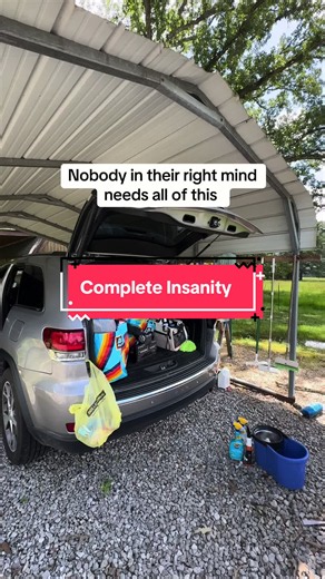 Nobody and I mean nobody needs this much stuff shoved in the back of their car to run a successful cleaning business 🤣 #crazycleaninglady222 #slinginsparkle #cleantok #cleaning #carcleaning