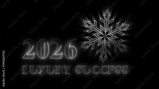 Neon 2026 luxury success with multicolor snowflake animation