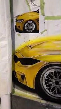 step by step mural Airbrush BMW car
