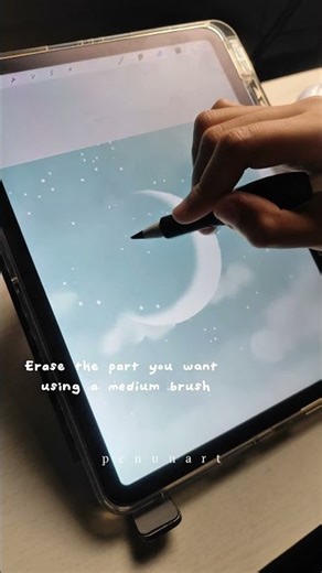 Procreate Learning: Making a Watercolor Crescent Moon 🌙✨ #howtodraw #procreate #digitalart
